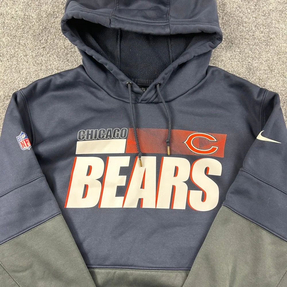 Nike Chicago Bears Hoodie Mens Large Navy Blue NFL Onfield‎ Dri-FIT Sweatshirt